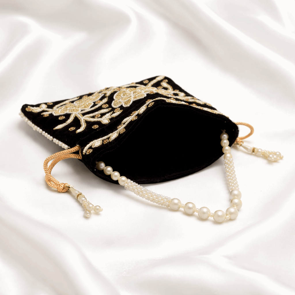 Potli Bag for Women Wedding Clutch Black