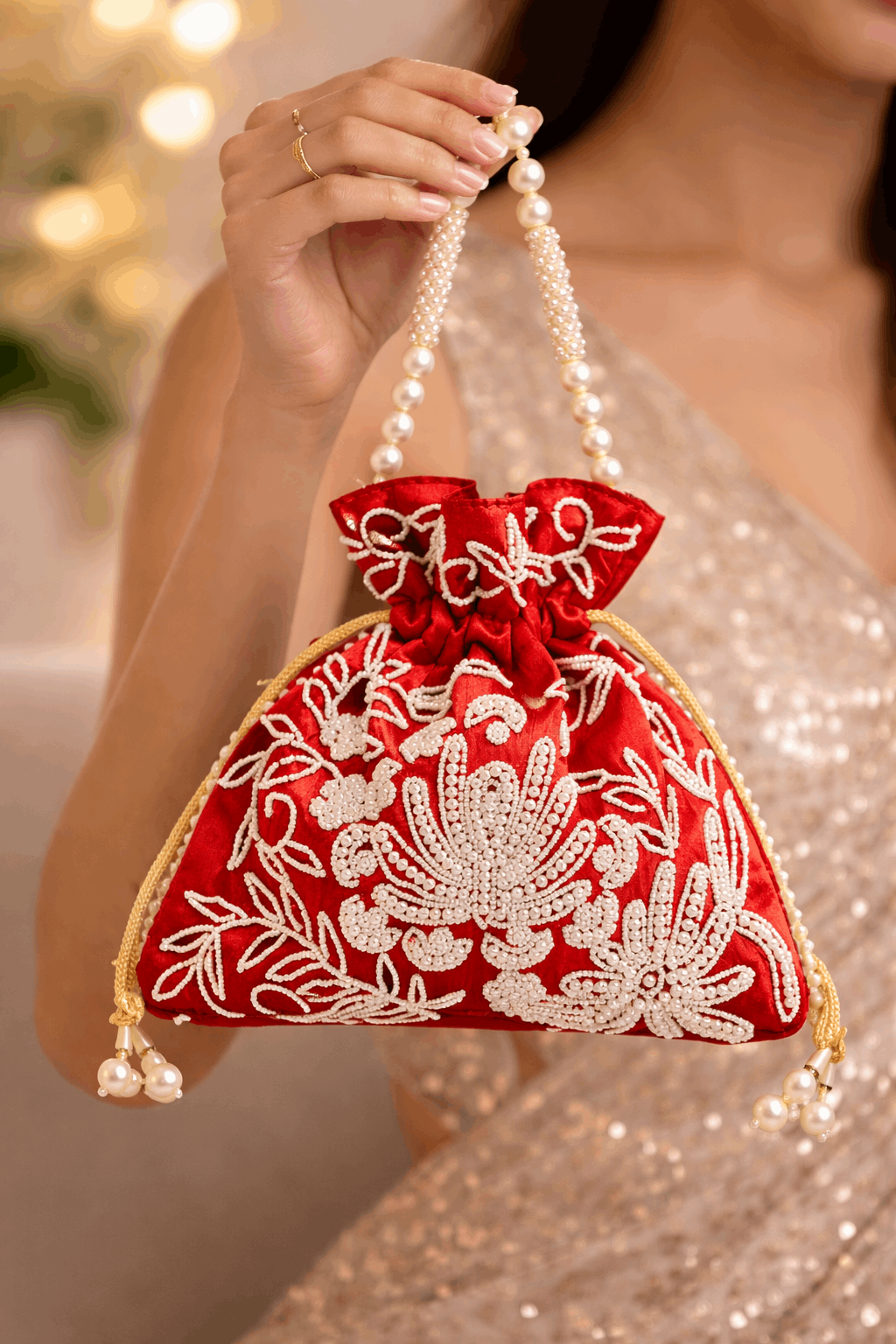 Potli Bag for Women Designer Potli Clutch Red