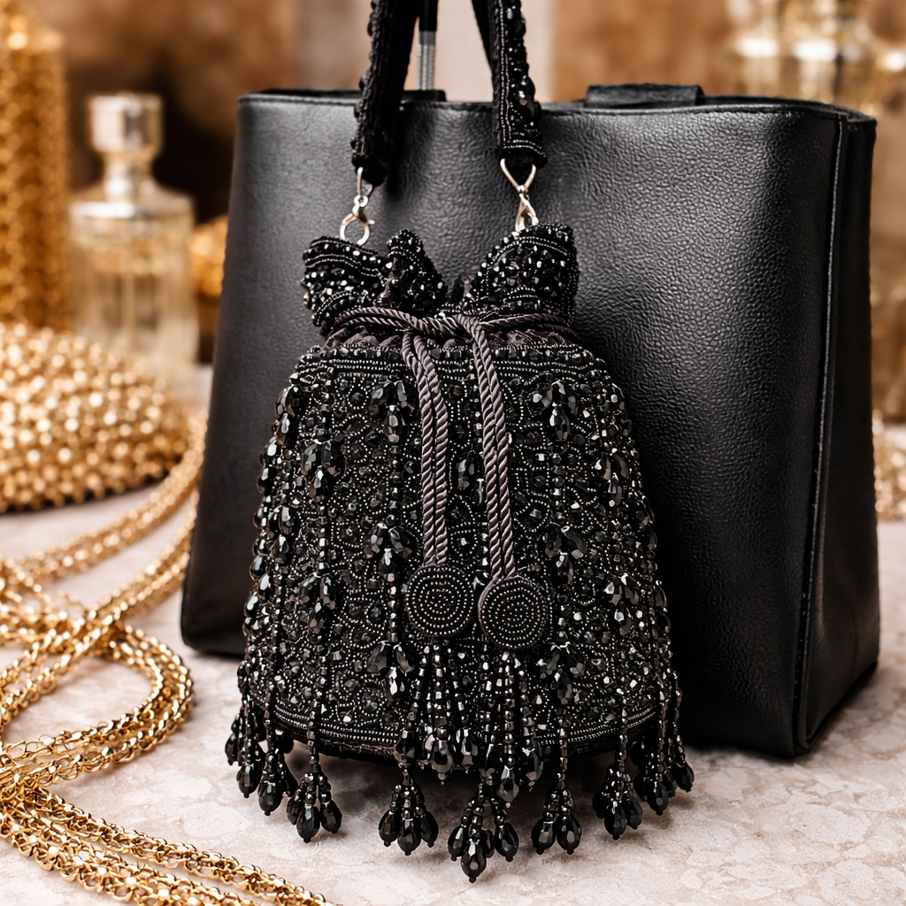 Beaded Bucket Bag – Crystal Tassel Evening Bag