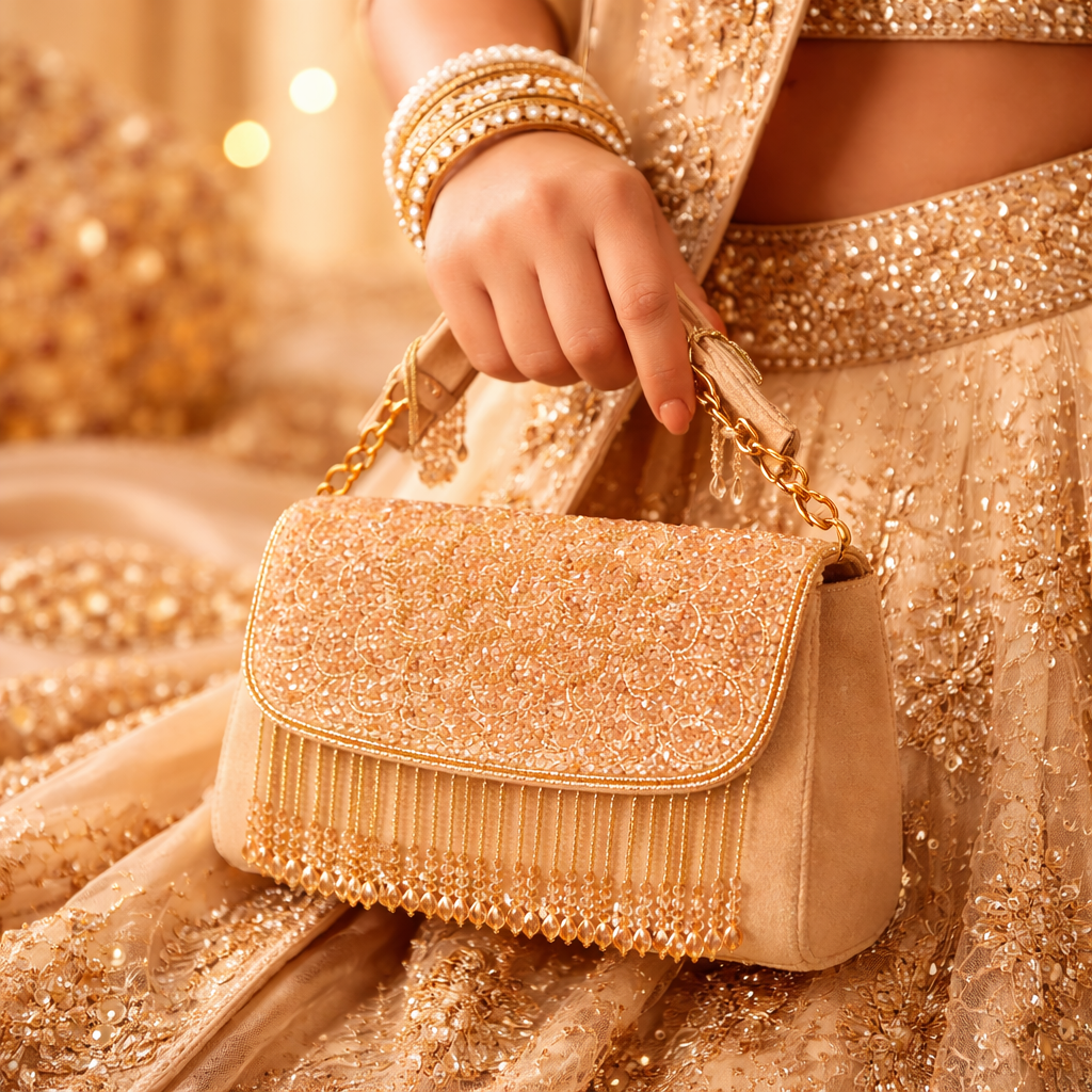 Beaded Flap Handbag – Fringe Evening Bag
