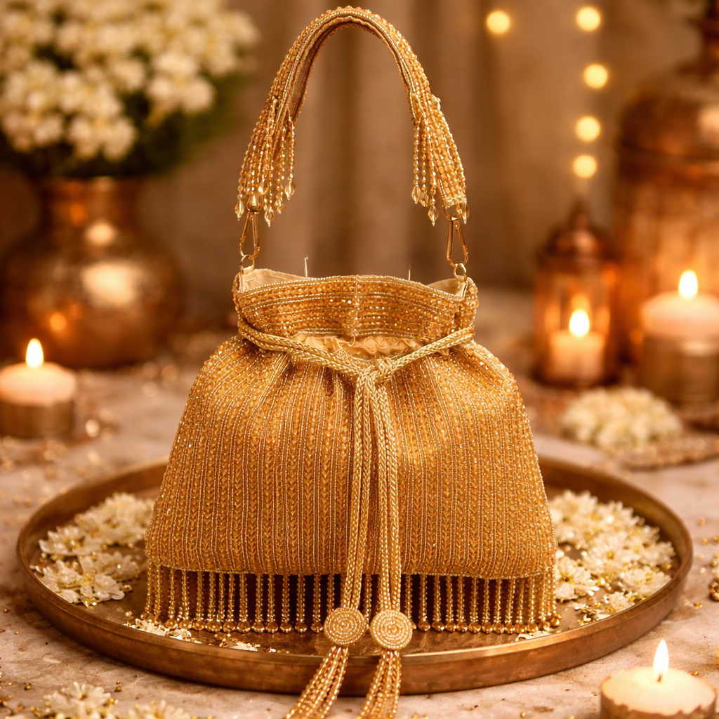 Beaded Bucket Bag – Tassel Wedding Handbag