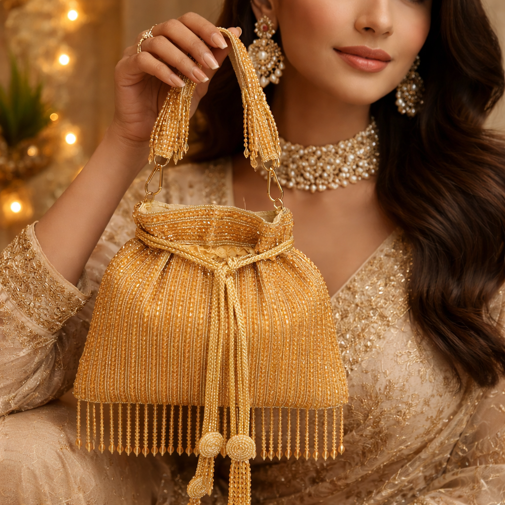 Beaded Bucket Bag – Tassel Wedding Handbag