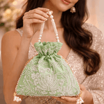Potli Bag for Women Embroidered Potli Bag Green