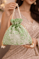 Potli Bag for Women Embroidered Potli Bag Green
