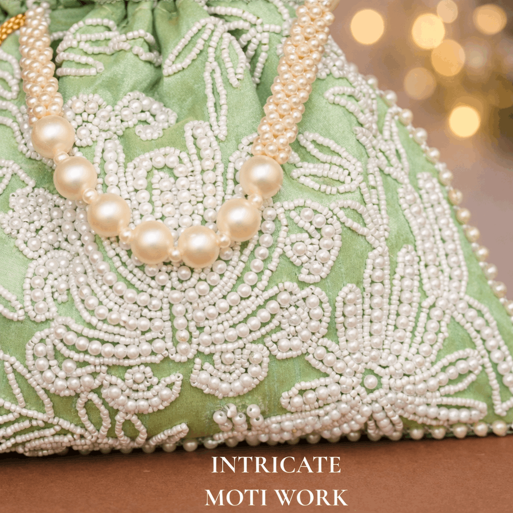 Potli Bag for Women Embroidered Potli Bag Green