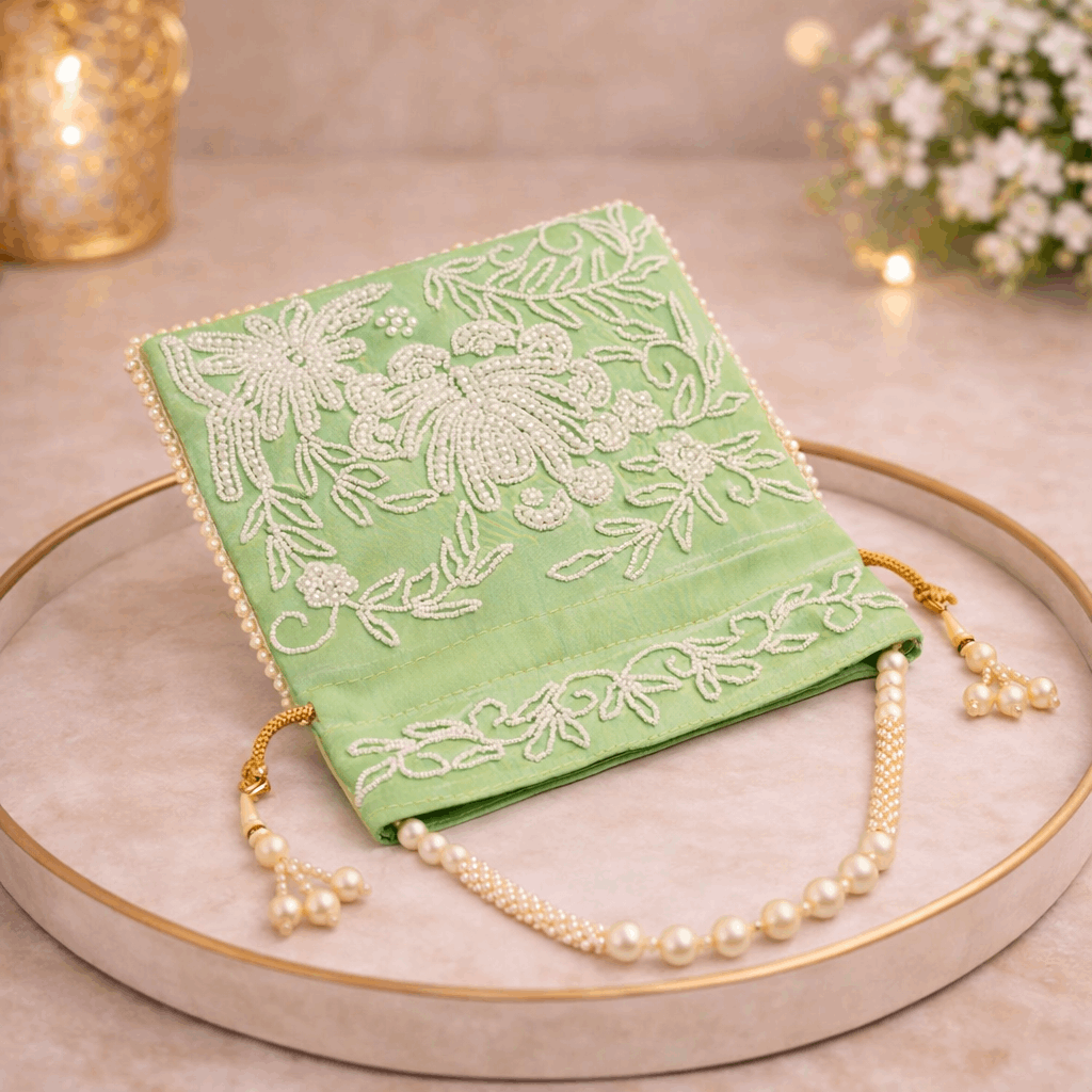 Potli Bag for Women Embroidered Potli Bag Green