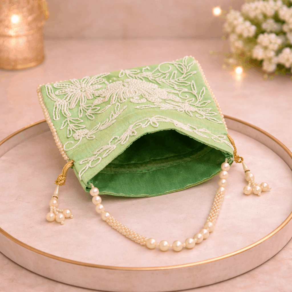 Potli Bag for Women Embroidered Potli Bag Green