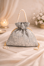 Potli Bag for Women Bridal Potli Handbag Gray