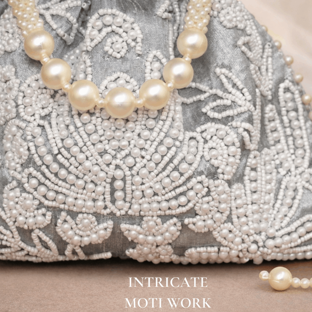 Potli Bag for Women Bridal Potli Handbag Gray