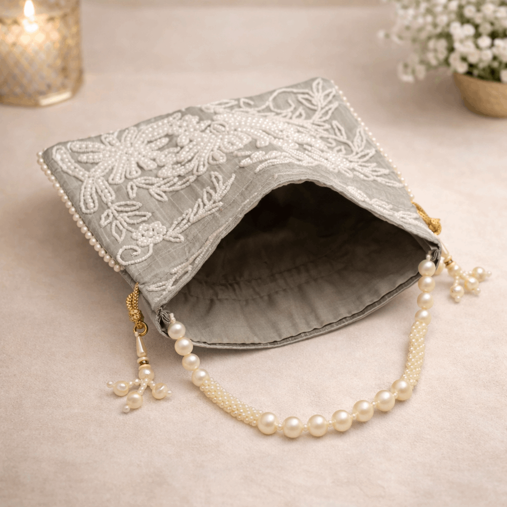Potli Bag for Women Bridal Potli Handbag Gray