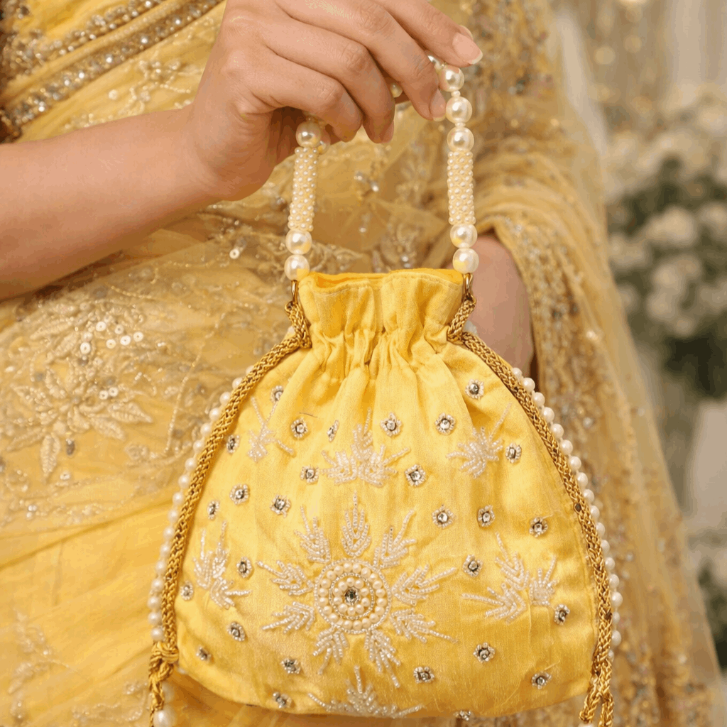 Potli Bag for Women Ethnic Potli Purse Yellow