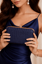 Sparkling Party Clutch Bag for Women Navy Blue