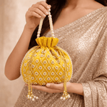 Potli Bag for Women Designer Potli Clutch Yellow