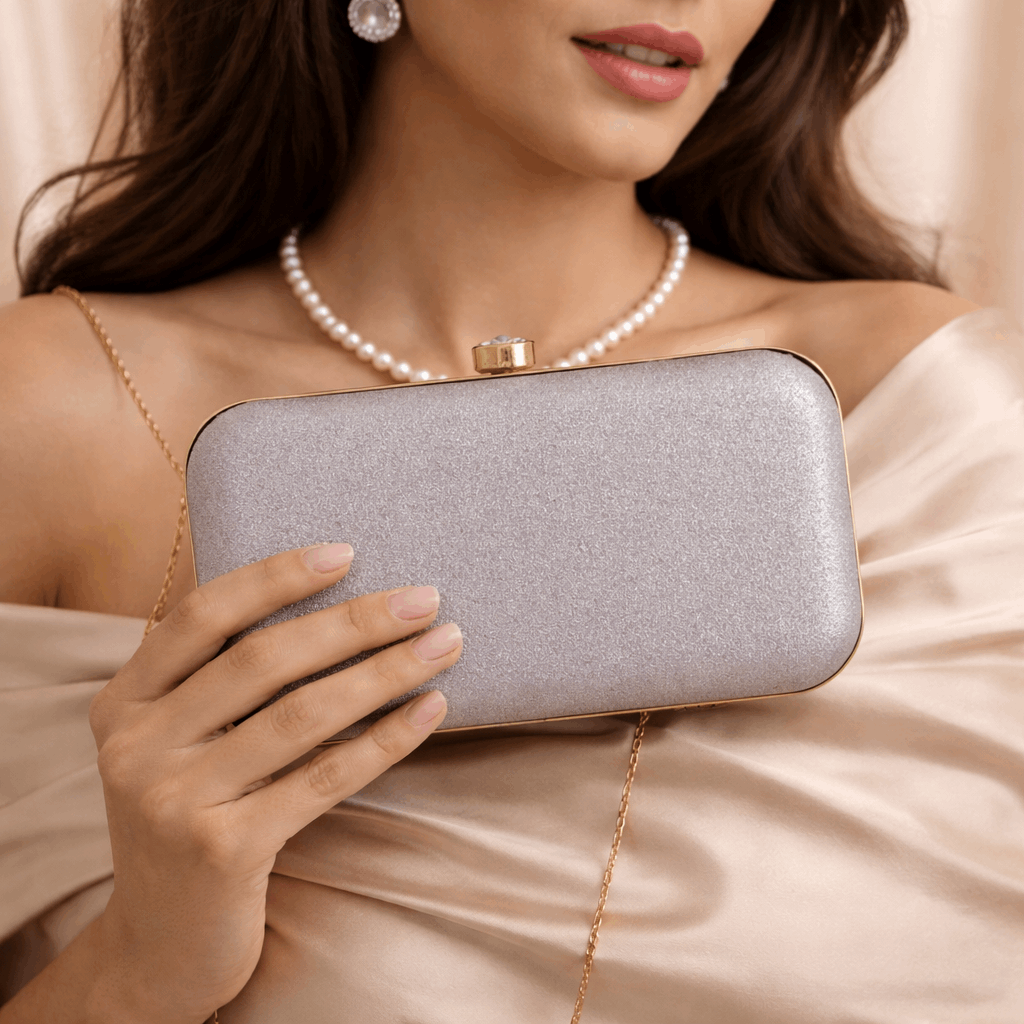 Formal Wedding Clutch Bag for Women Silver
