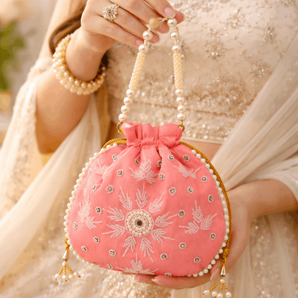 Potli Bag for Women Bridal Potli Handbag Pink