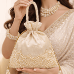 Potli Bag for Women Bridal Potli Handbag White