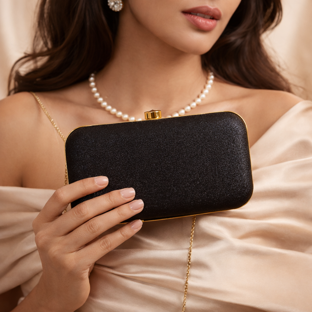Formal Evening Bag Clutch for Women with Chain Black