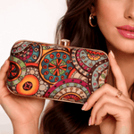 Patterned Evening Clutch Bag for Women with Chain