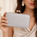 Criss Cross Wedding Clutch Bag for Women Silver