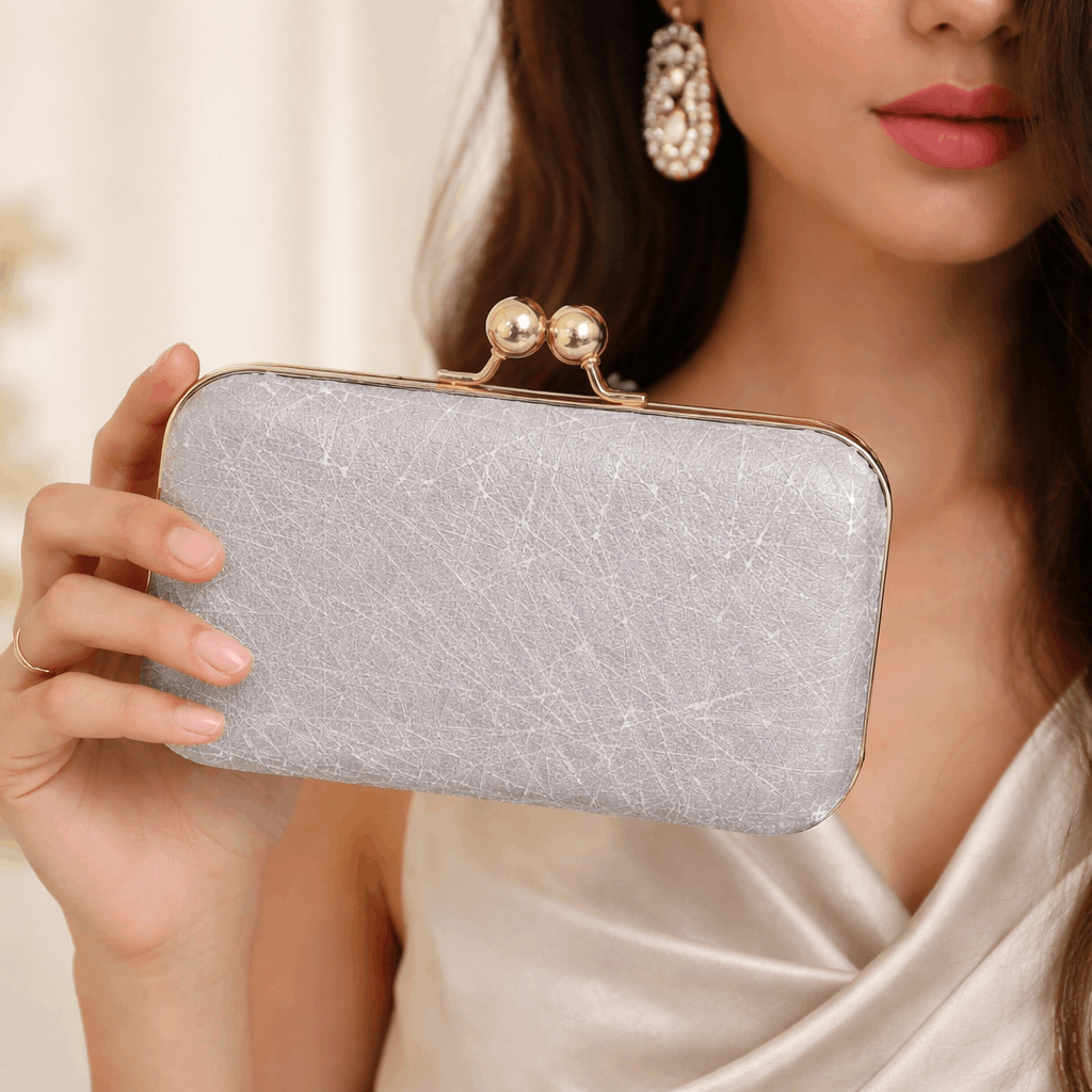 Criss Cross Wedding Clutch Bag for Women Silver