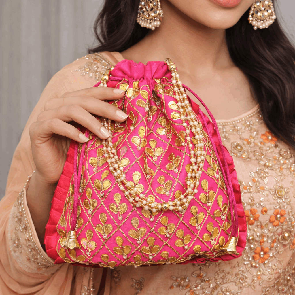 Potli Bag for Women Ethnic Wedding Potli Rani Pink