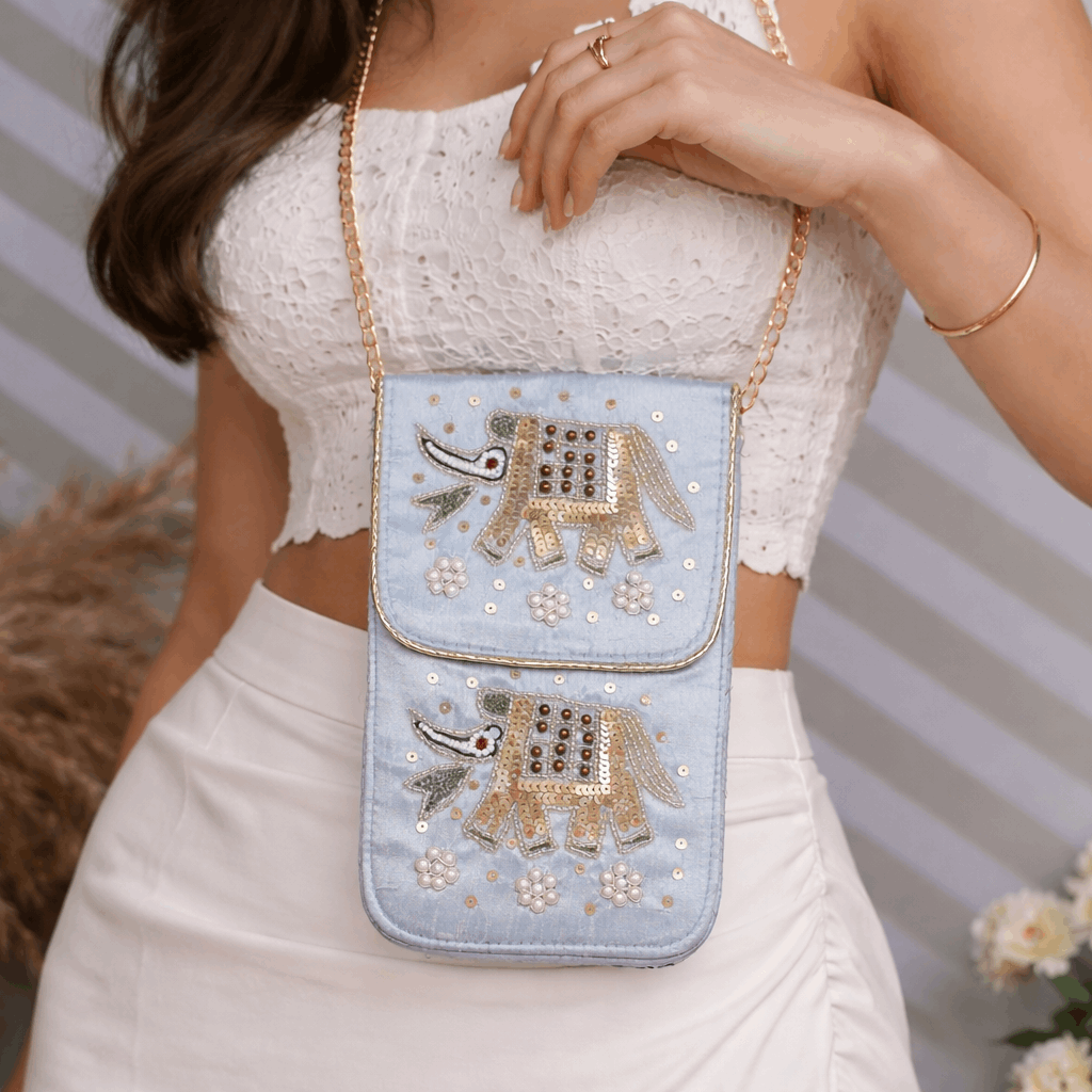 Ethnic Mobile Pouch Bag Handmade Velvet Sling