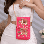 Embroidered Mobile Pouch Ethnic Velvet Phone Bag