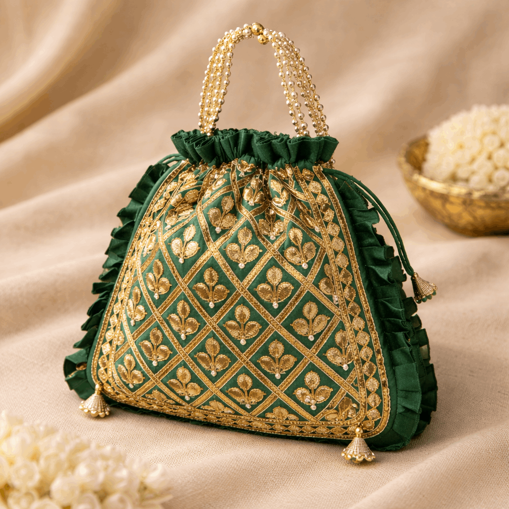 Potli Bag for Women Ethnic Potli Purse Green