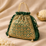 Potli Bag for Women Ethnic Potli Purse Green
