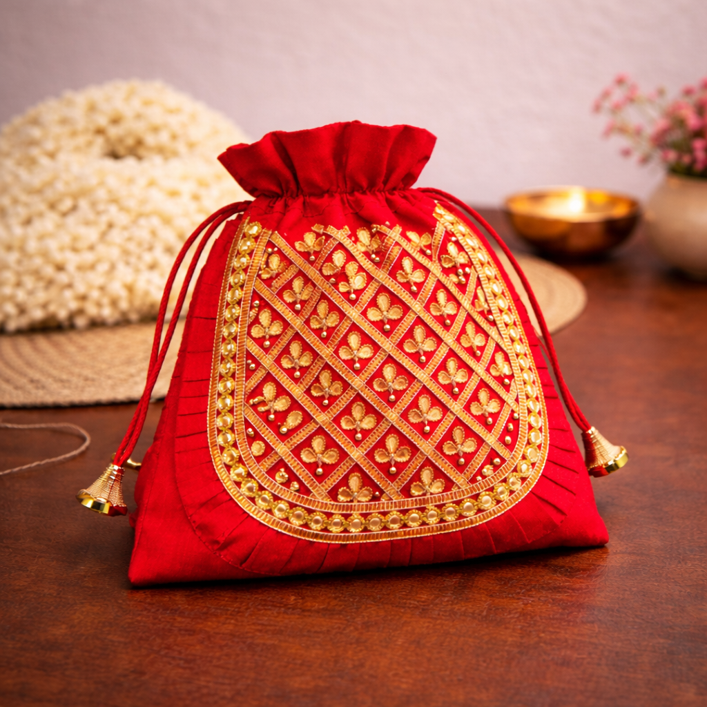 Potli Bag for Women Bridal Potli Handbag Red