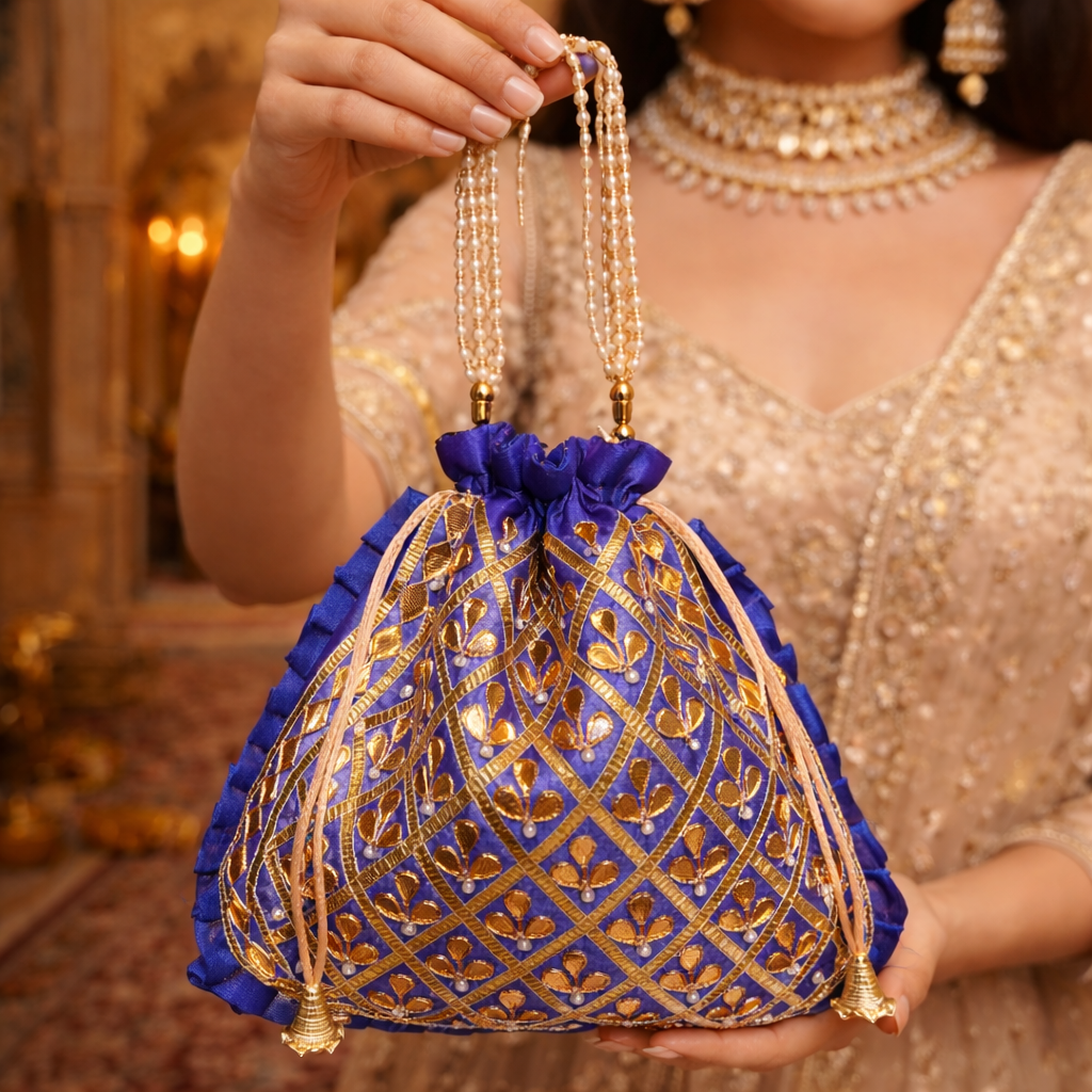 Potli Bag for Women Designer Potli Clutch Blue