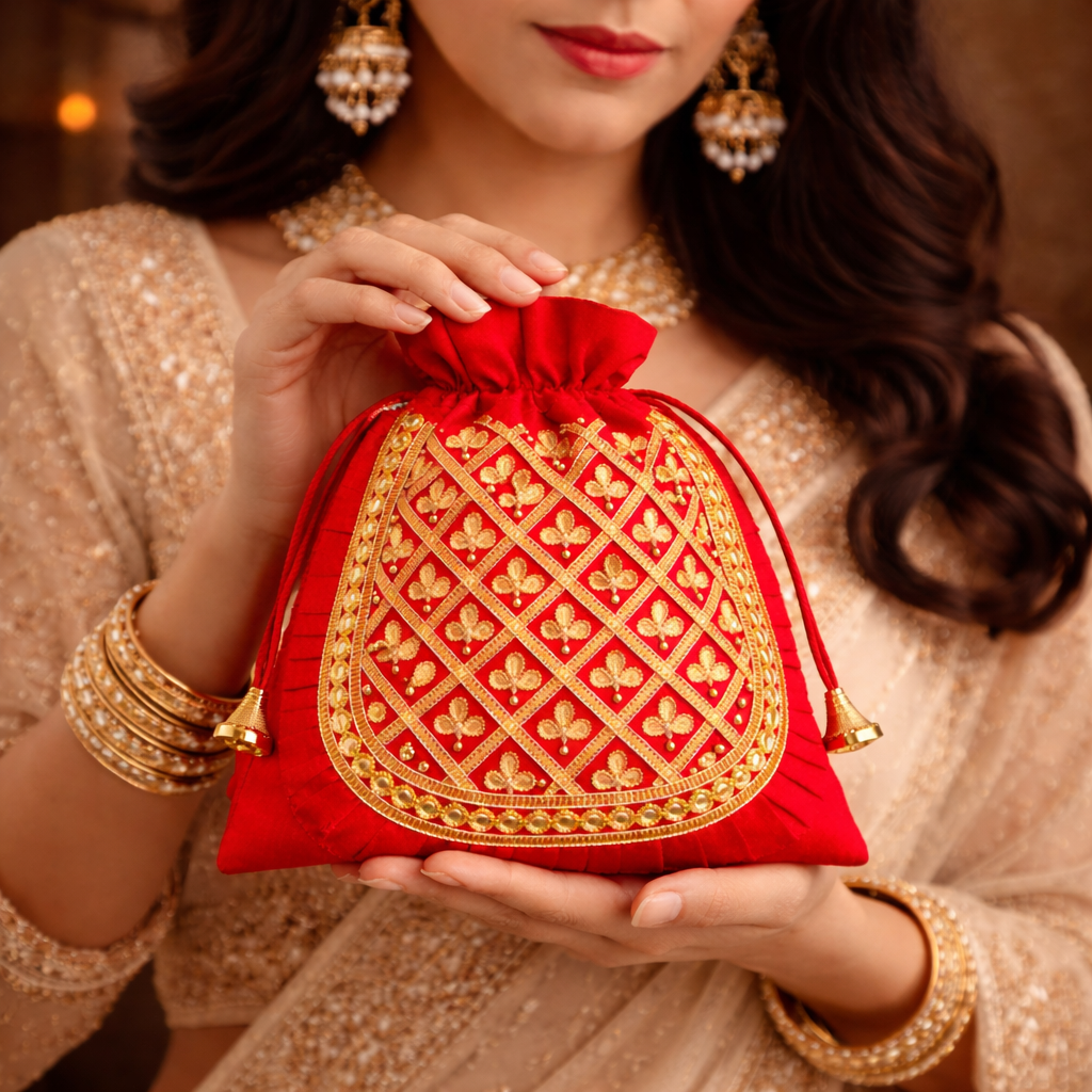 Potli Bag for Women Bridal Potli Handbag Red