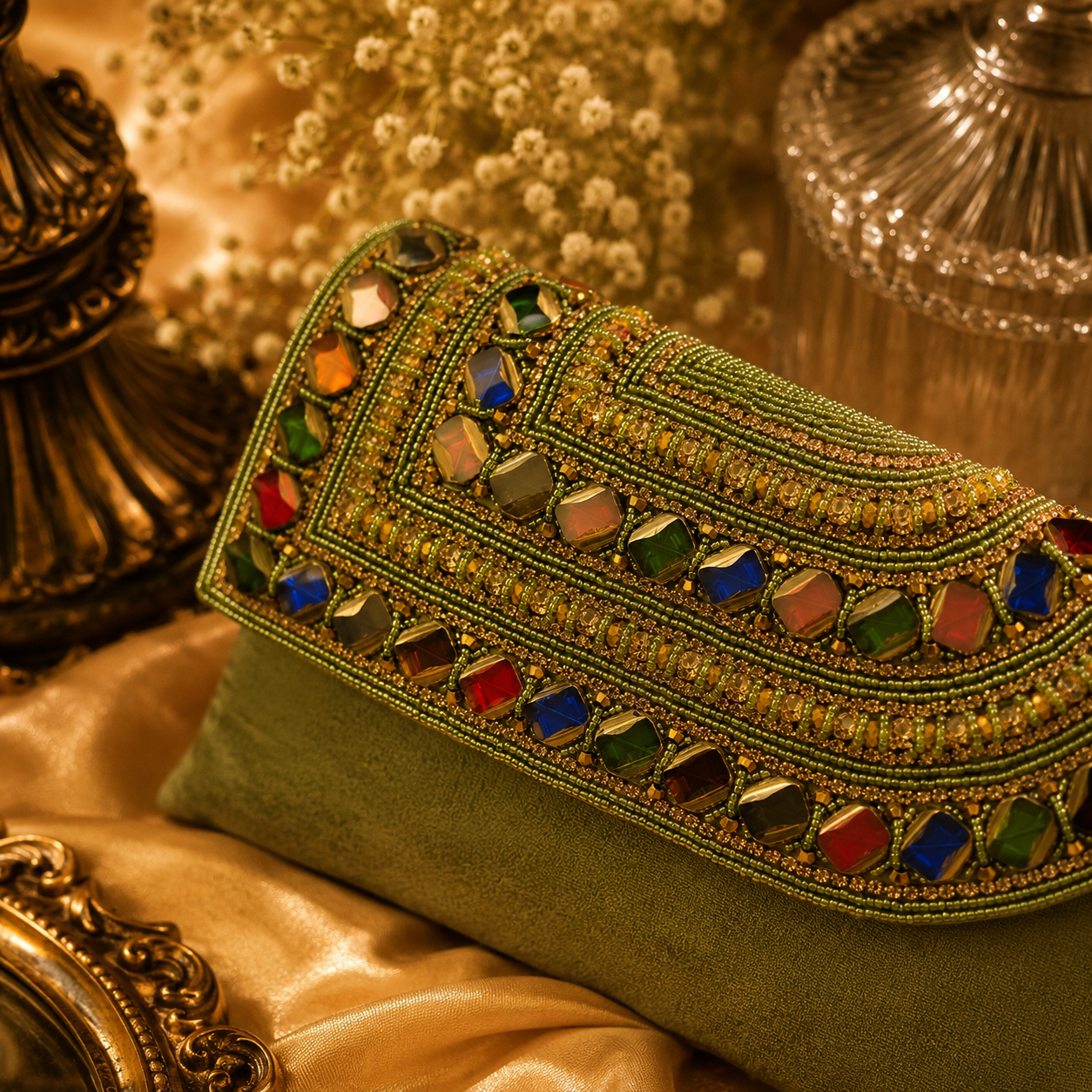 Hand Embellished Clutch Bag for Women | Designer Party & Wedding Sling Bag