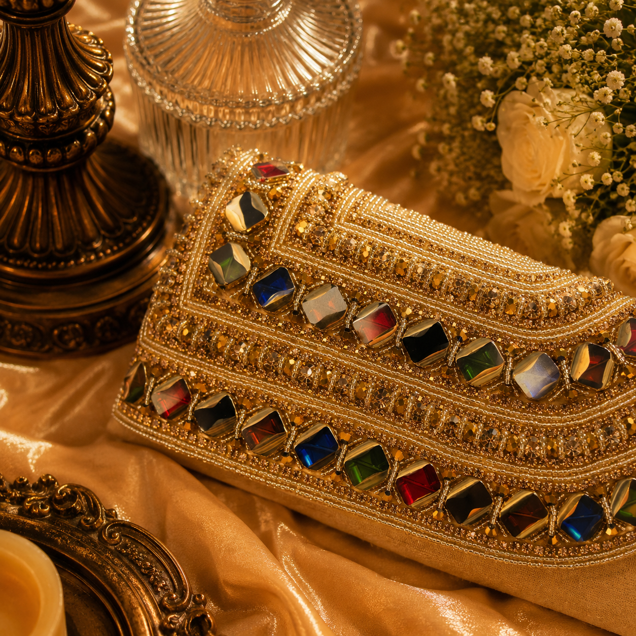 Hand Embellished Clutch Bag for Women | Designer Party & Wedding Sling Bag