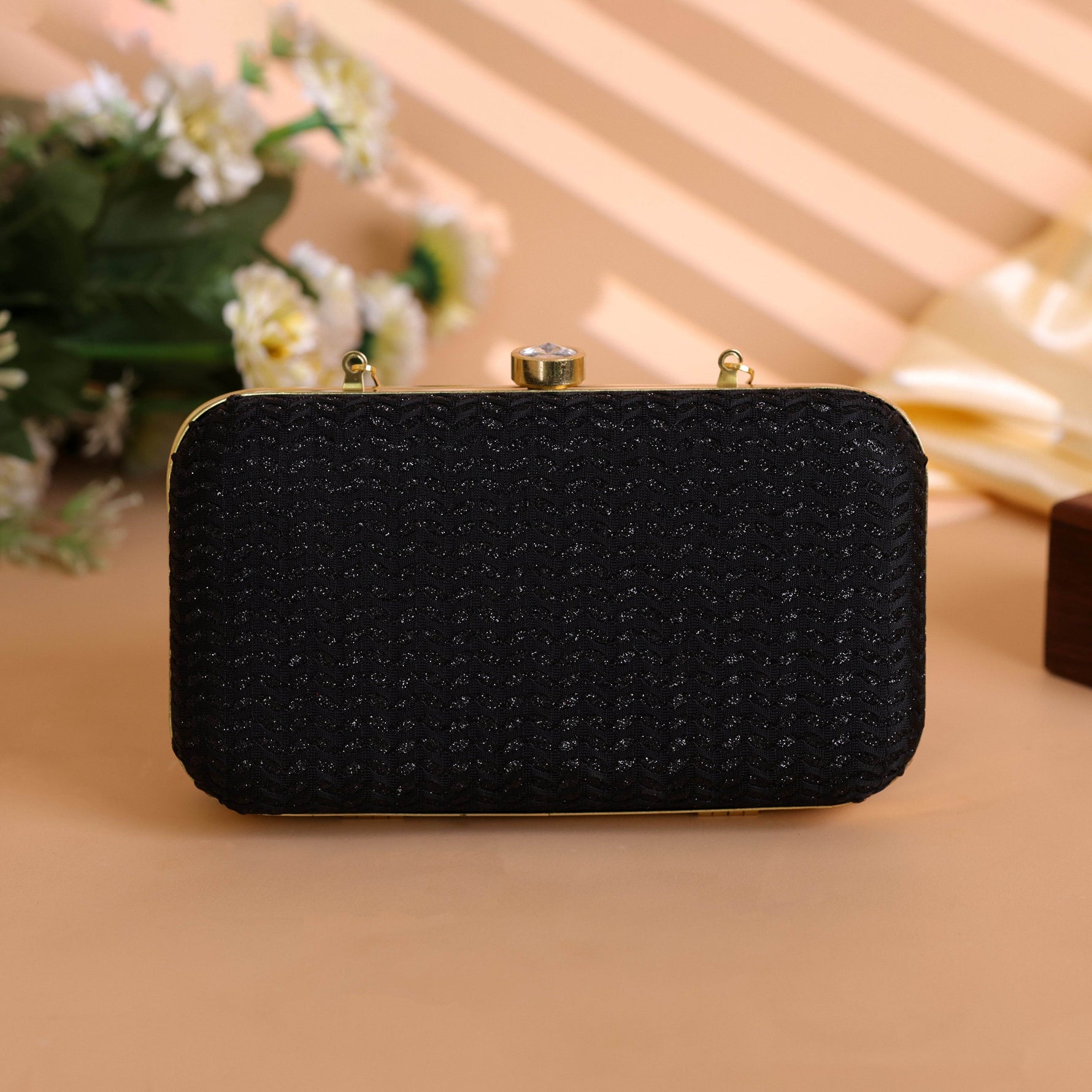 Sparkling Glitter Evening Bag Clutch for Women Black