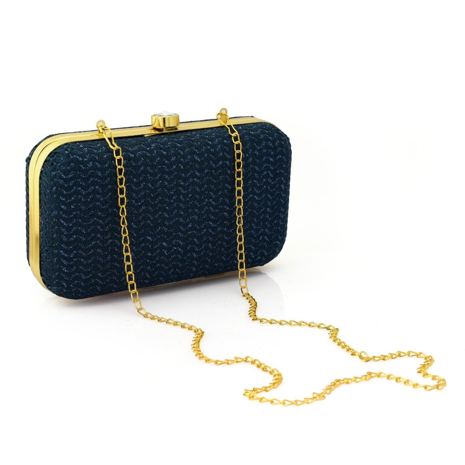 Sparkling Party Clutch Bag for Women Navy Blue
