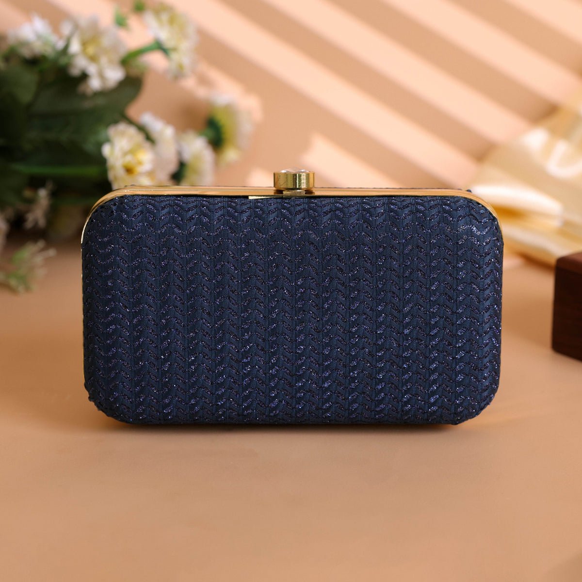 Sparkling Party Clutch Bag for Women Navy Blue