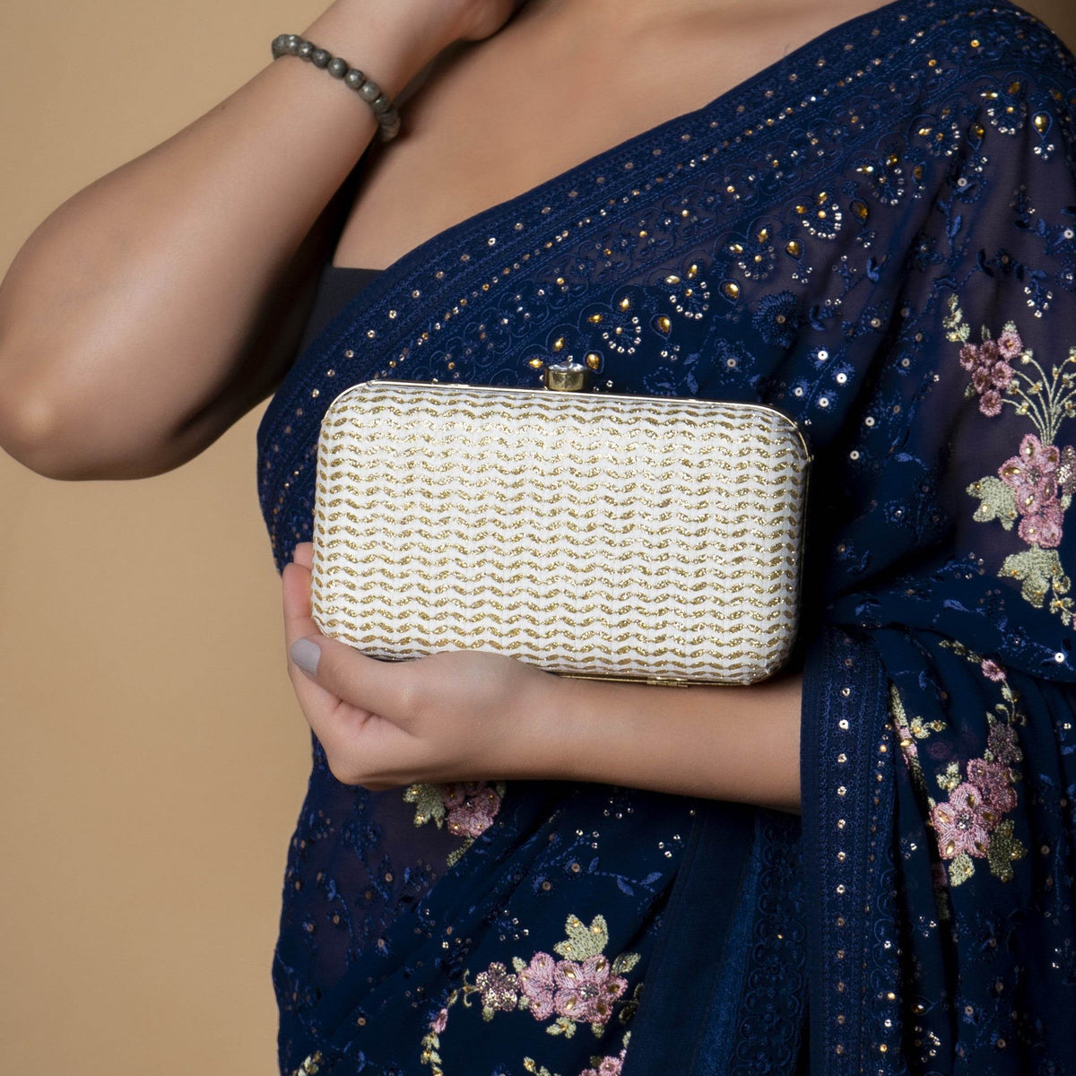 Sparkling Evening Clutch Bag for Women White