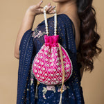 Potli Bag for Women Embroidered Potli Bag Rose Pink