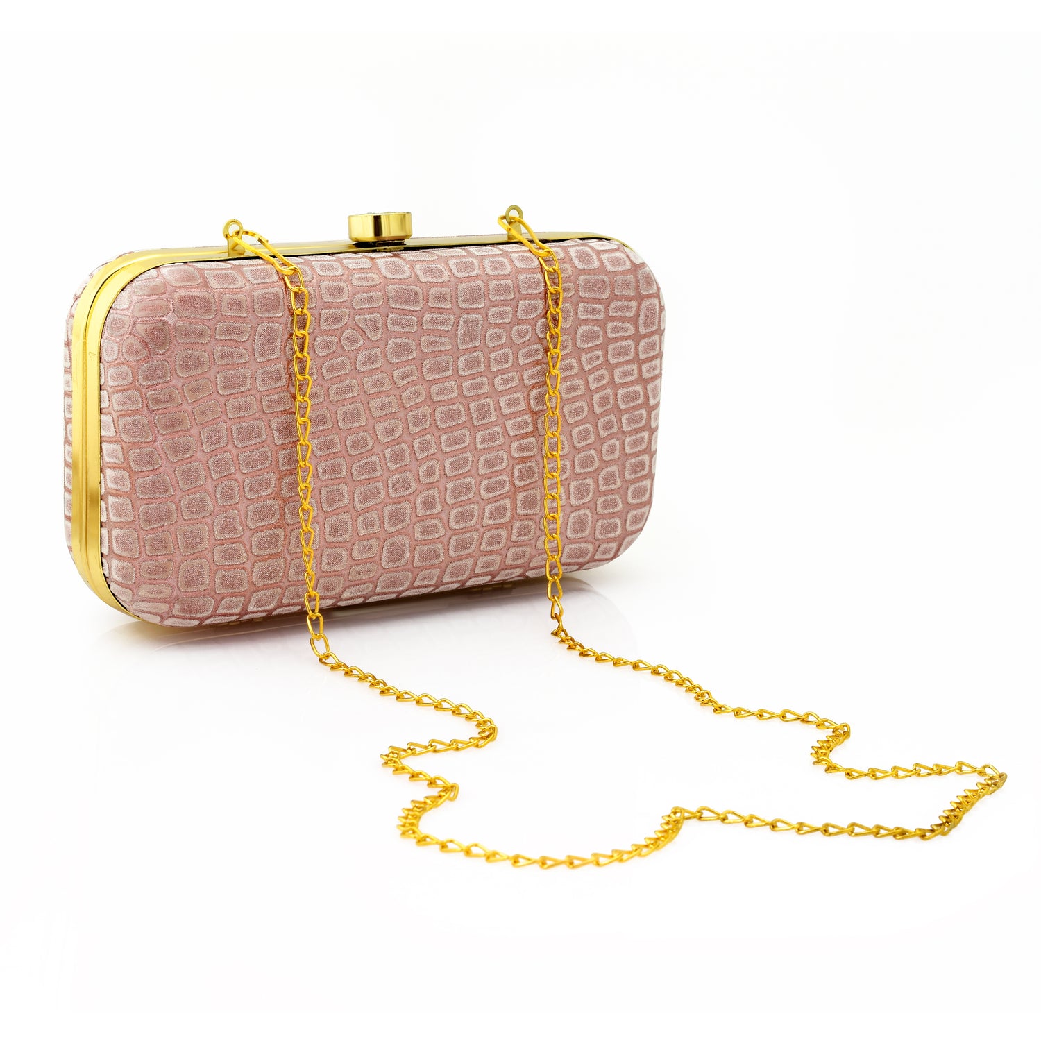 Glitter Crocodile Party Clutch Bag for Women Rose Gold