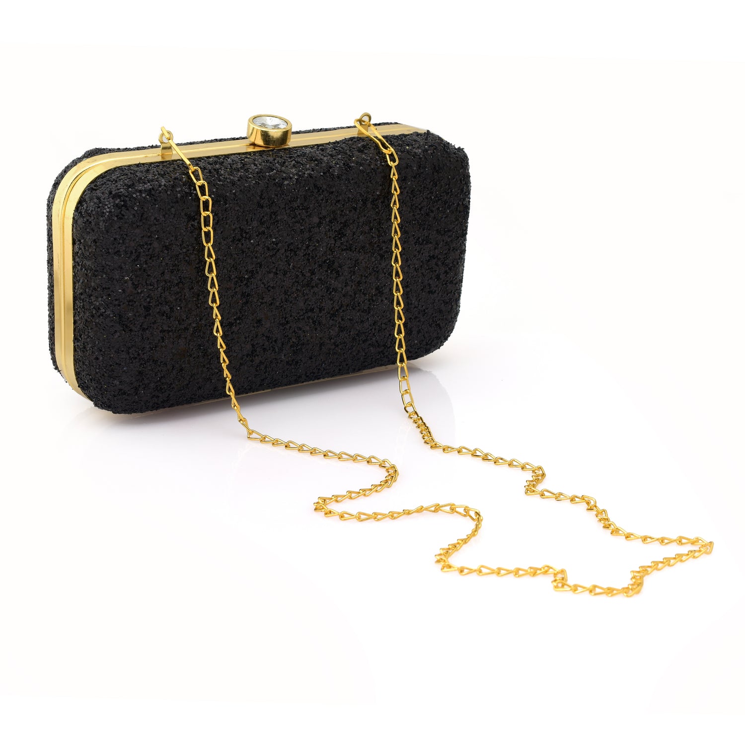 Glitter Envelope Party Clutch Bag for Women Black