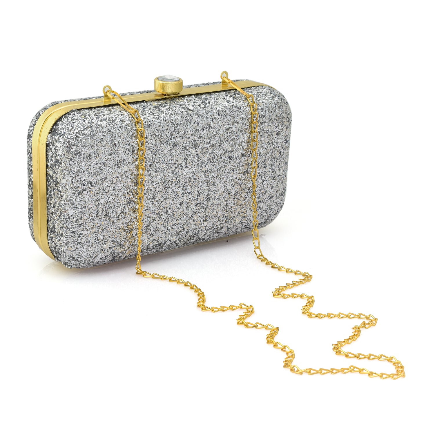 Glitter Envelope Wedding Clutch Bag for Women Silver