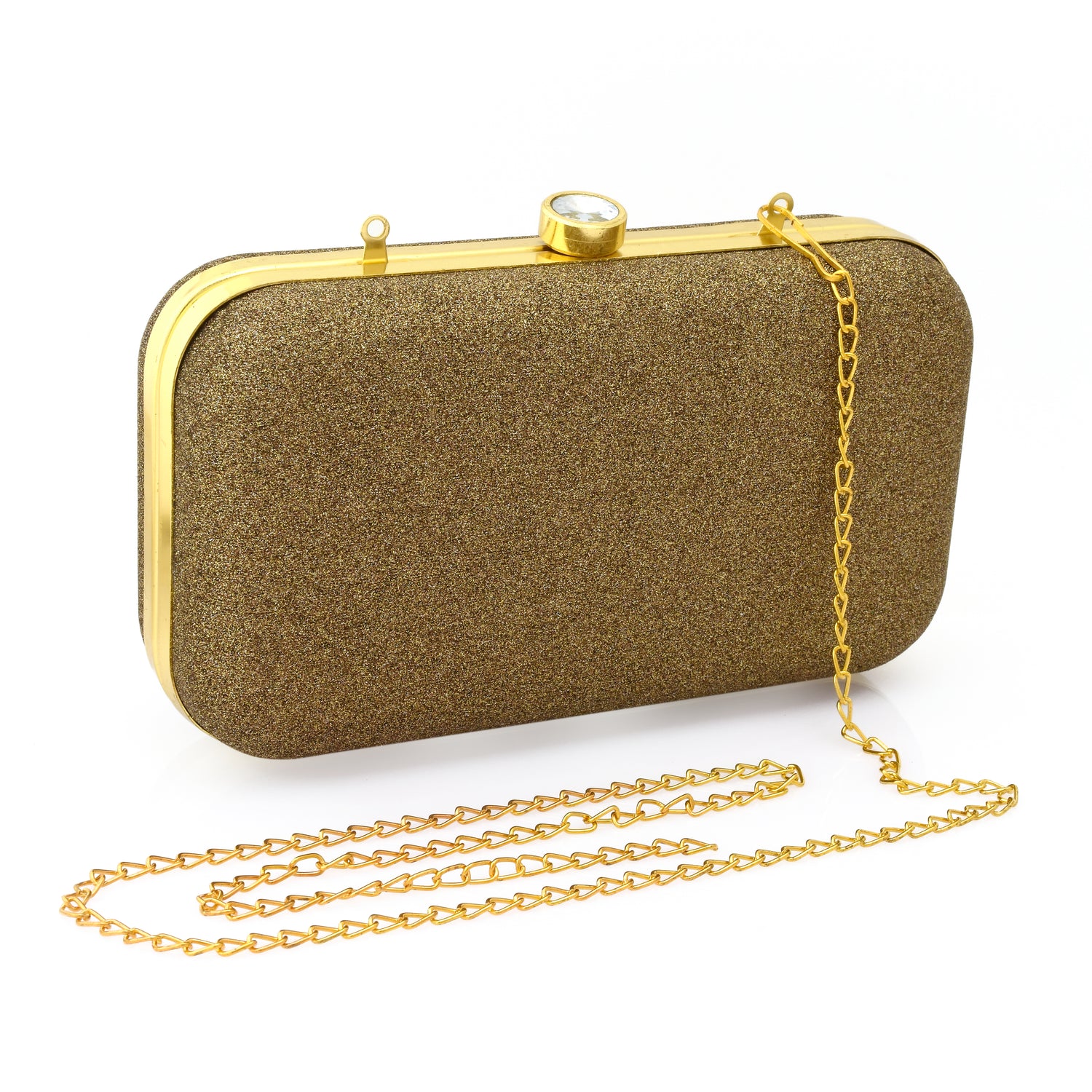 Formal Party Clutch Bag for Women with Chain Bronze