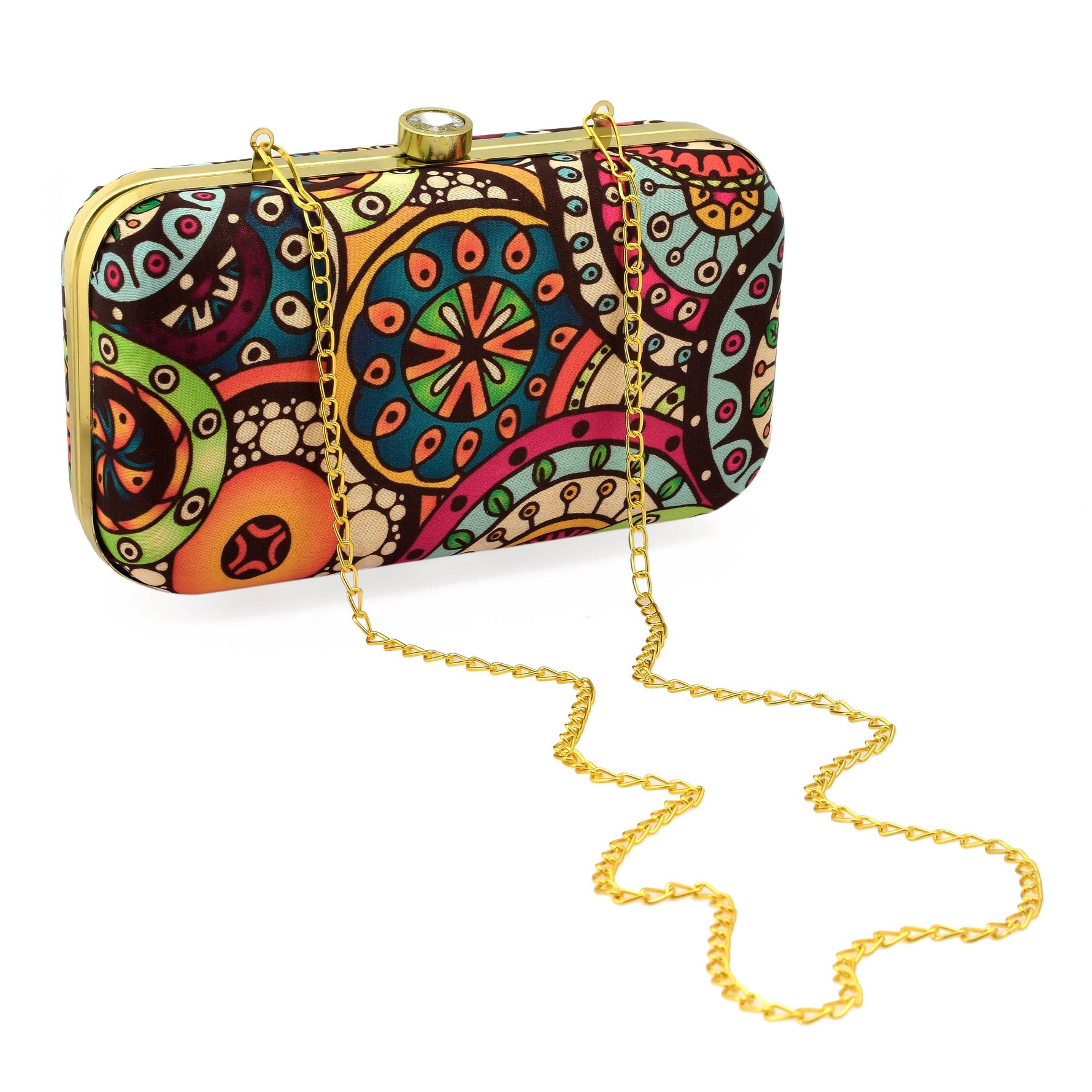 Patterned Evening Clutch Bag for Women with Chain