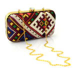 Ethnic Print Evening Clutch Bag for Women Brown