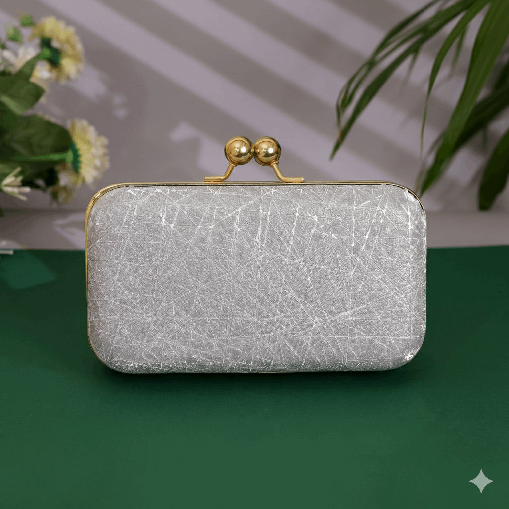Criss Cross Wedding Clutch Bag for Women Silver