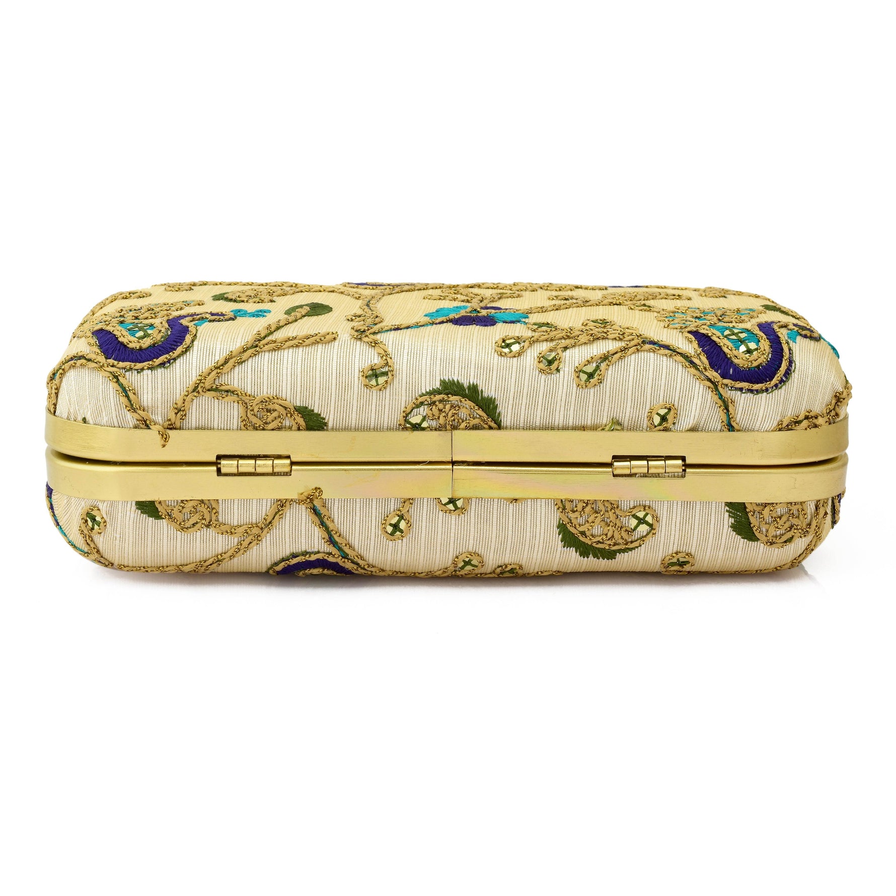 Embroidered Ethnic Evening Clutch Bag for Women Blue