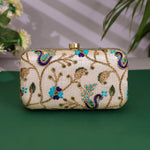 Embroidered Ethnic Evening Clutch Bag for Women Blue