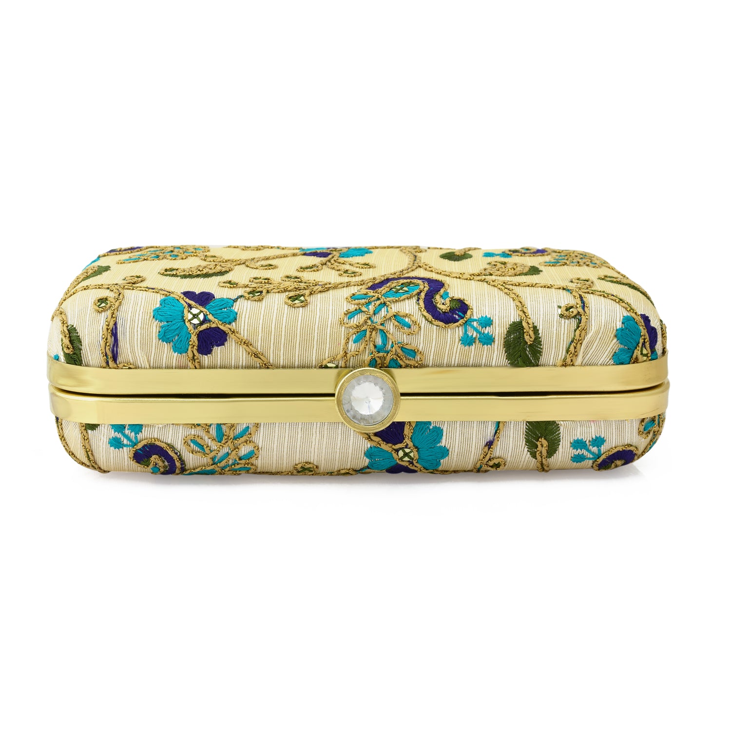 Embroidered Ethnic Evening Clutch Bag for Women Blue