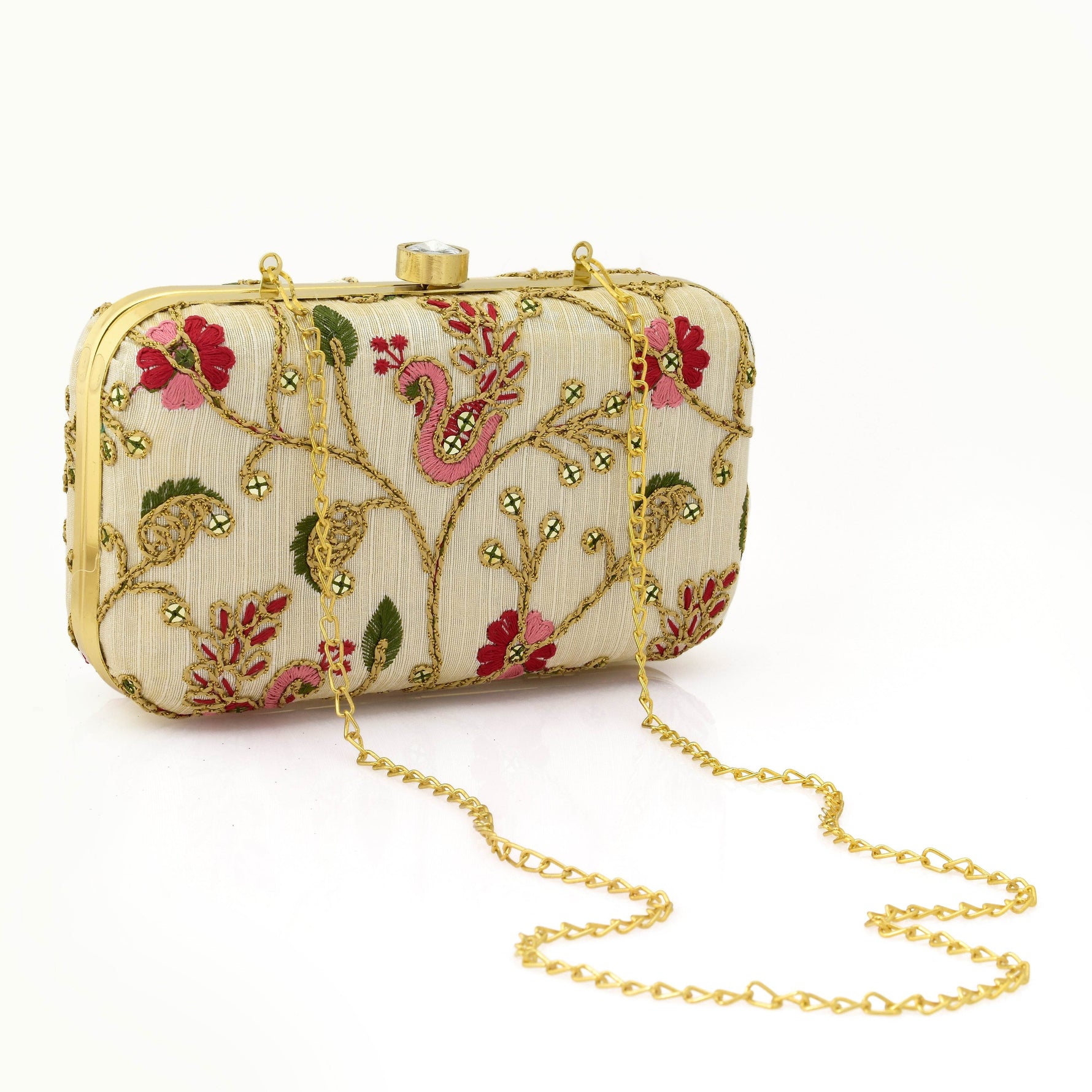 Embroidered Wedding Clutch Bag for Women Pink
